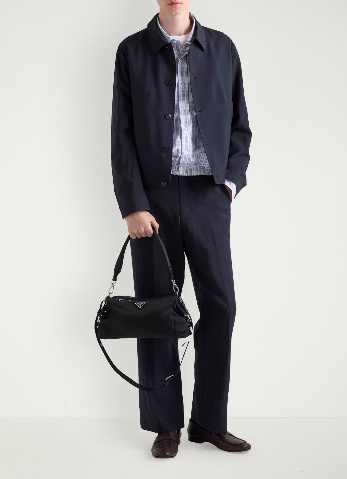 Prada Explore Re-Nylon schoudertas met leren details - detail 4 zwart