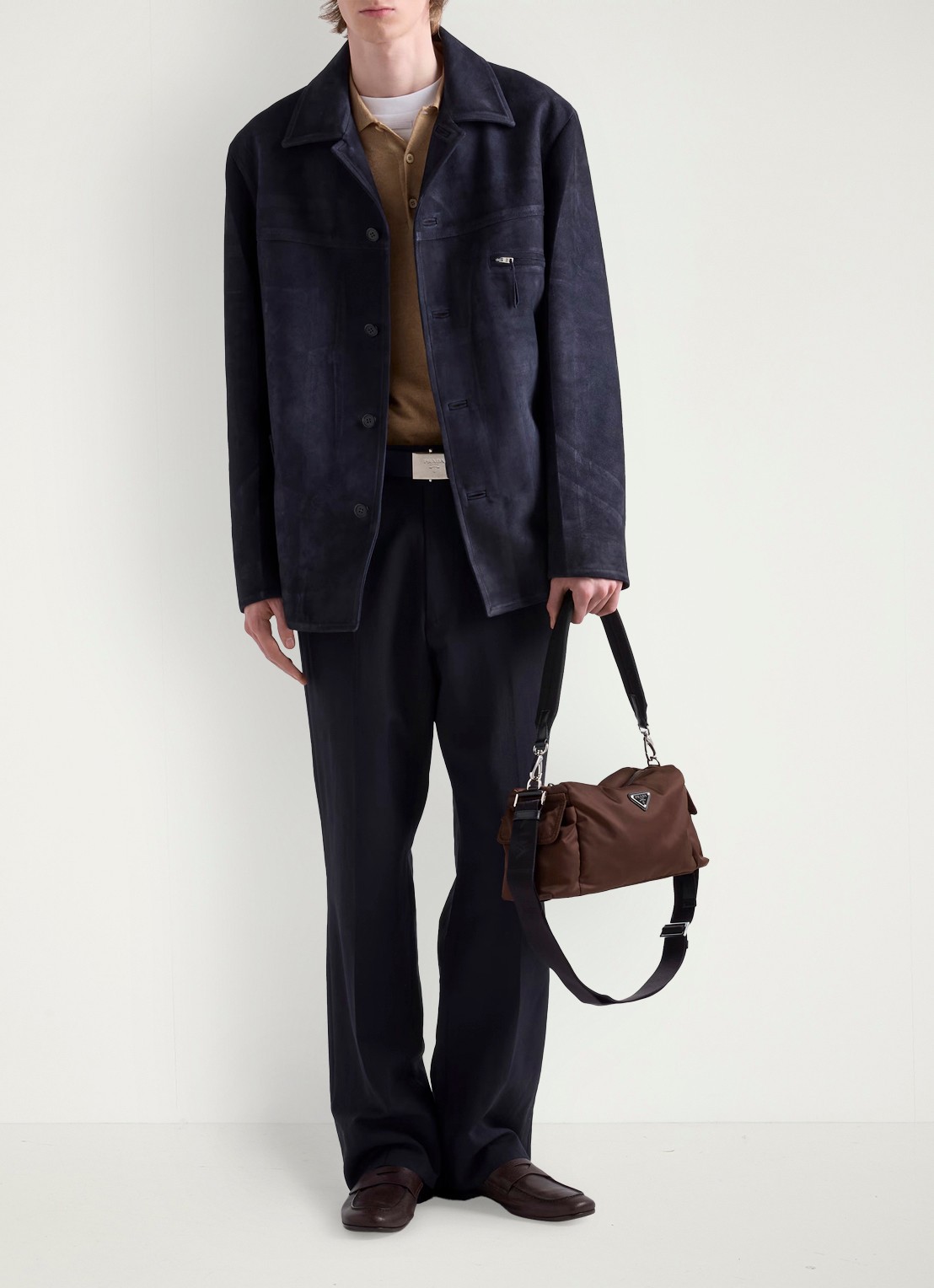 Prada Explore Re-Nylon schoudertas met leren details - detail 6 bruin