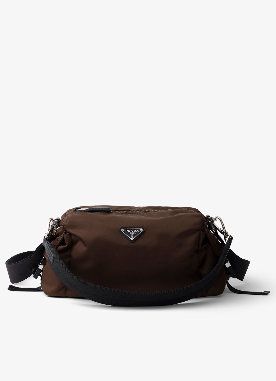 Prada Explore Re-Nylon schoudertas met leren details - voorkant bruin