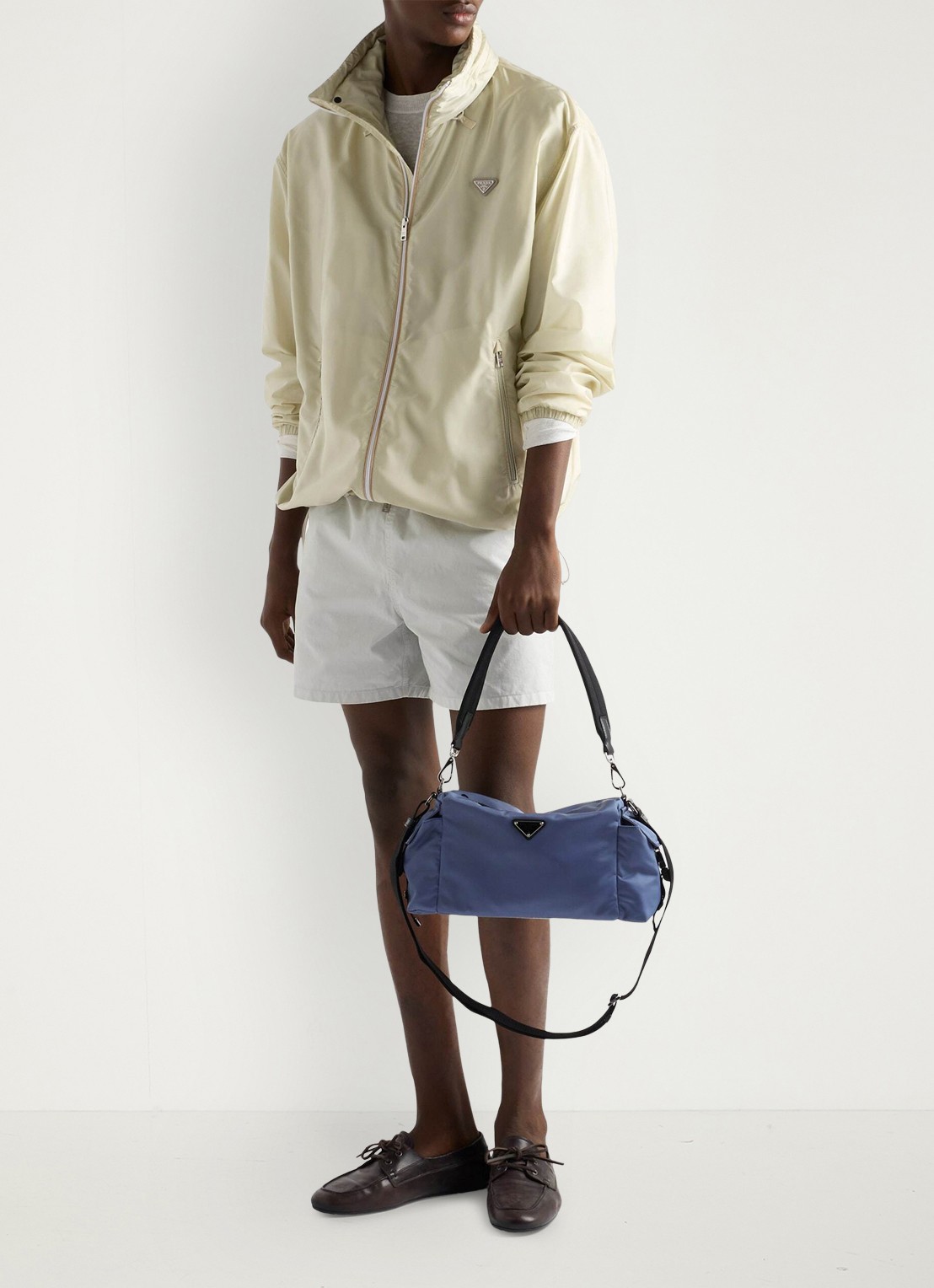 Prada Explore Re-Nylon schoudertas met leren details - detail 6 blauw