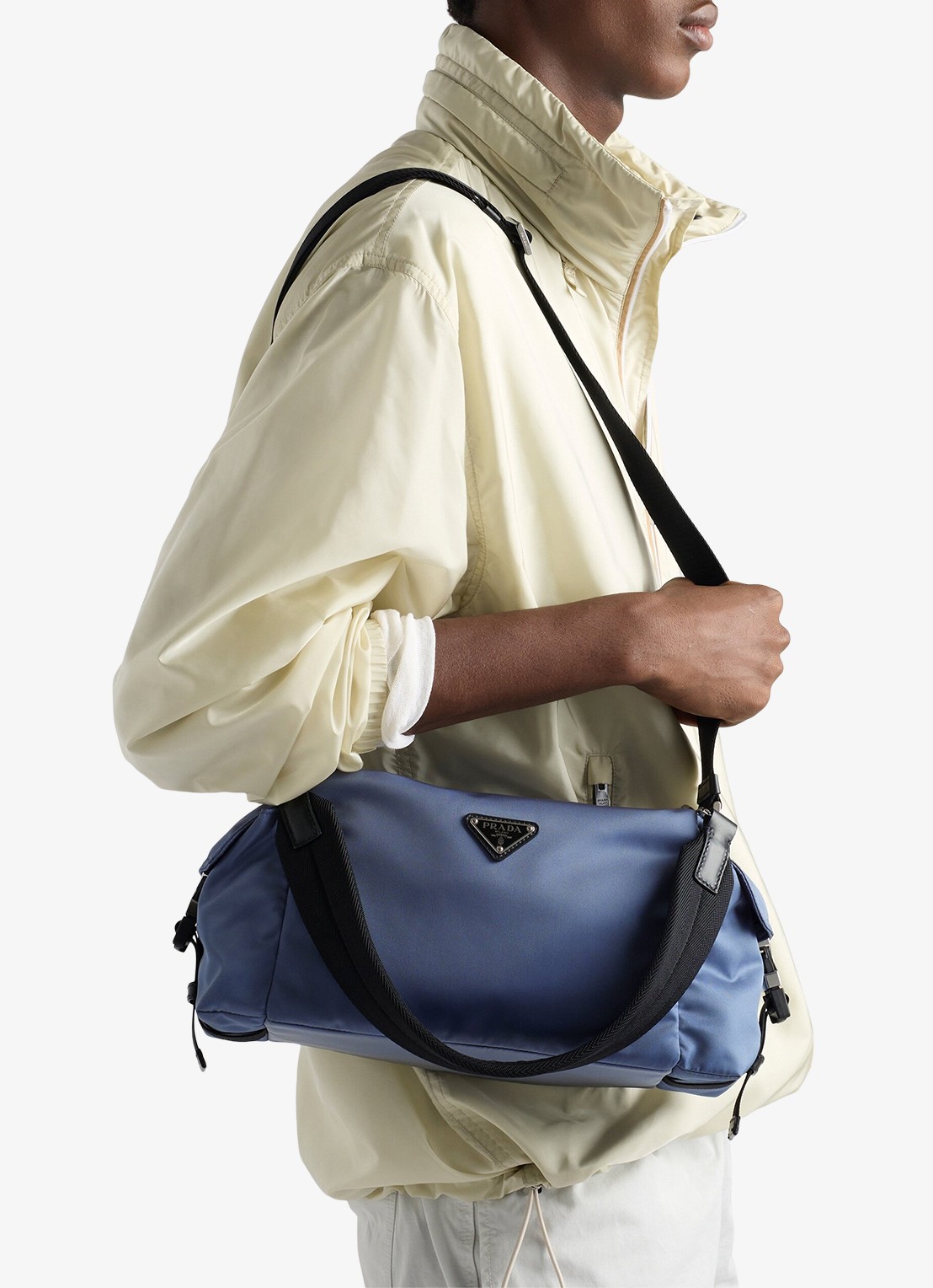 Prada Explore Re-Nylon schoudertas met leren details - voorkant 2 blauw