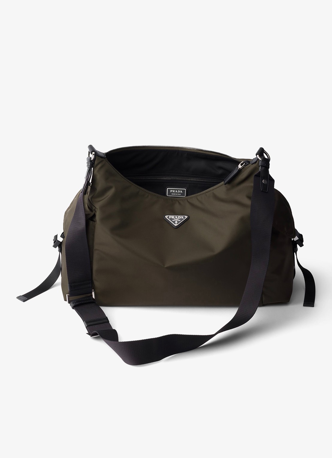 Prada Explore Re-Nylon schoudertas met leren details - detail 3 donkergroen