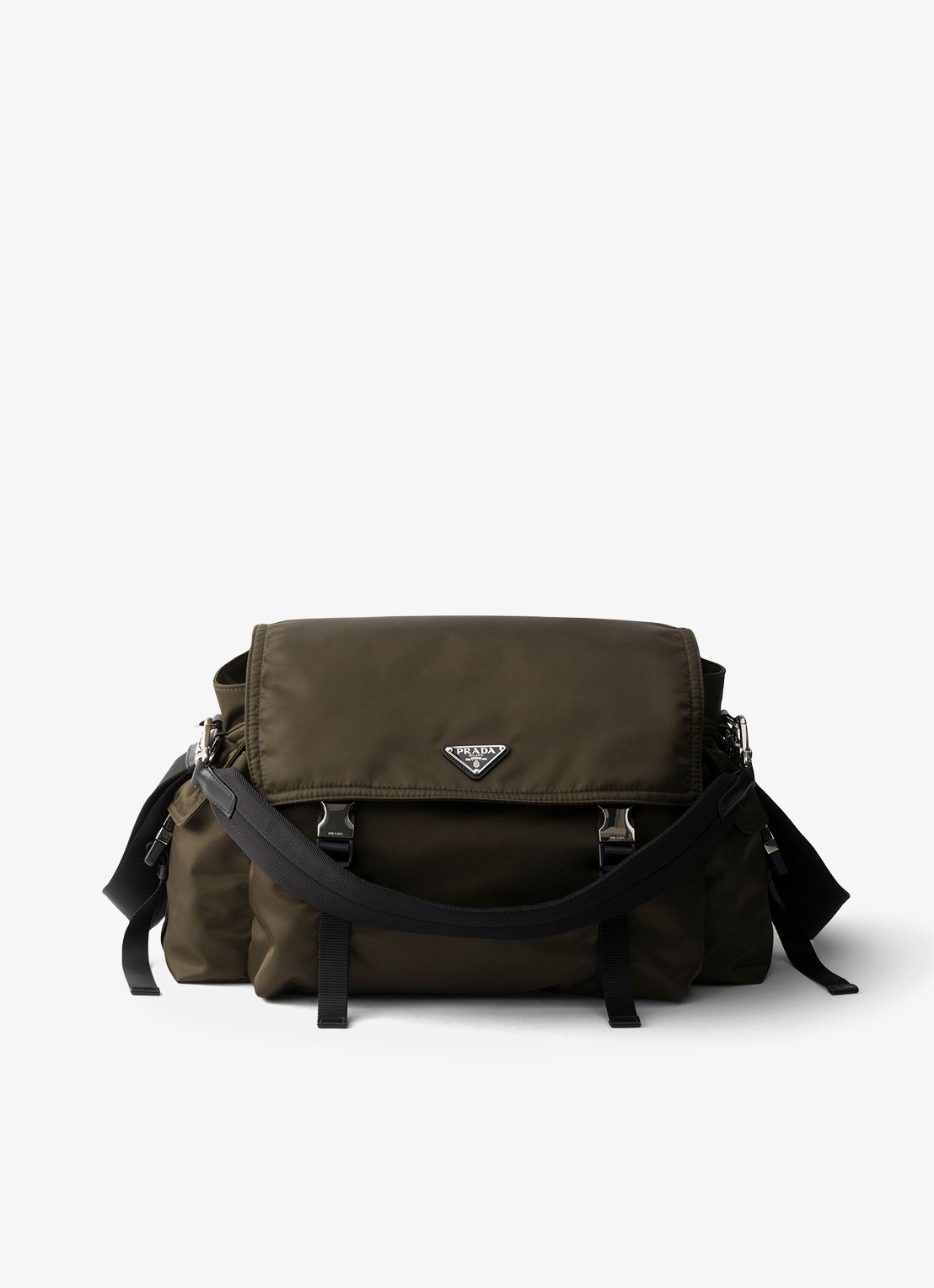 Prada Explore Re-Nylon schoudertas met leren details - voorkant 2 donkergroen