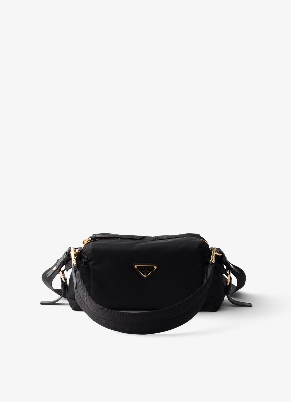 Prada Explore Re-Nylon Small schoudertas met leren details - voorkant zwart