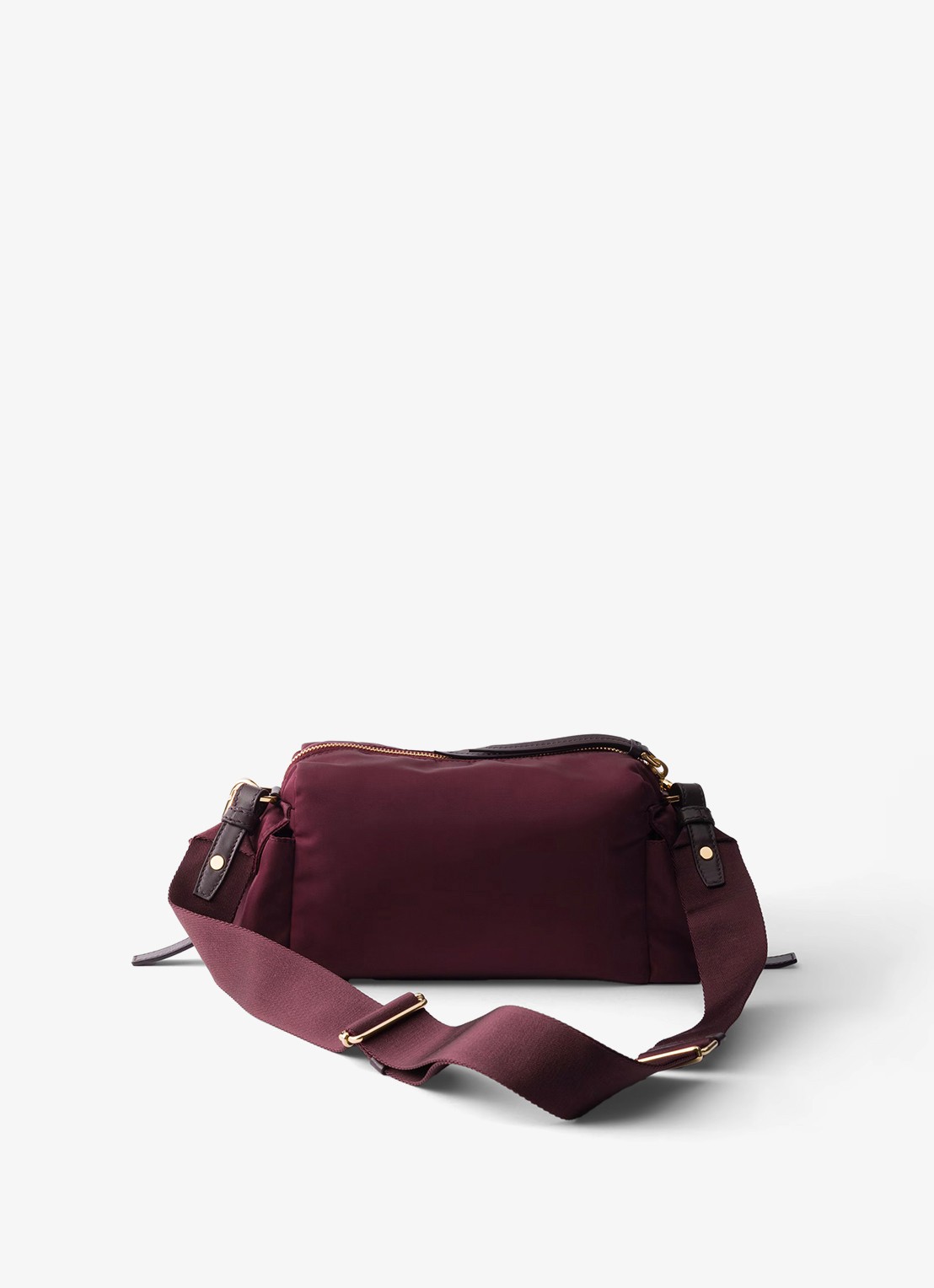 Prada Explore Re-Nylon Small schoudertas met leren details - achterkant 6 donkerrood