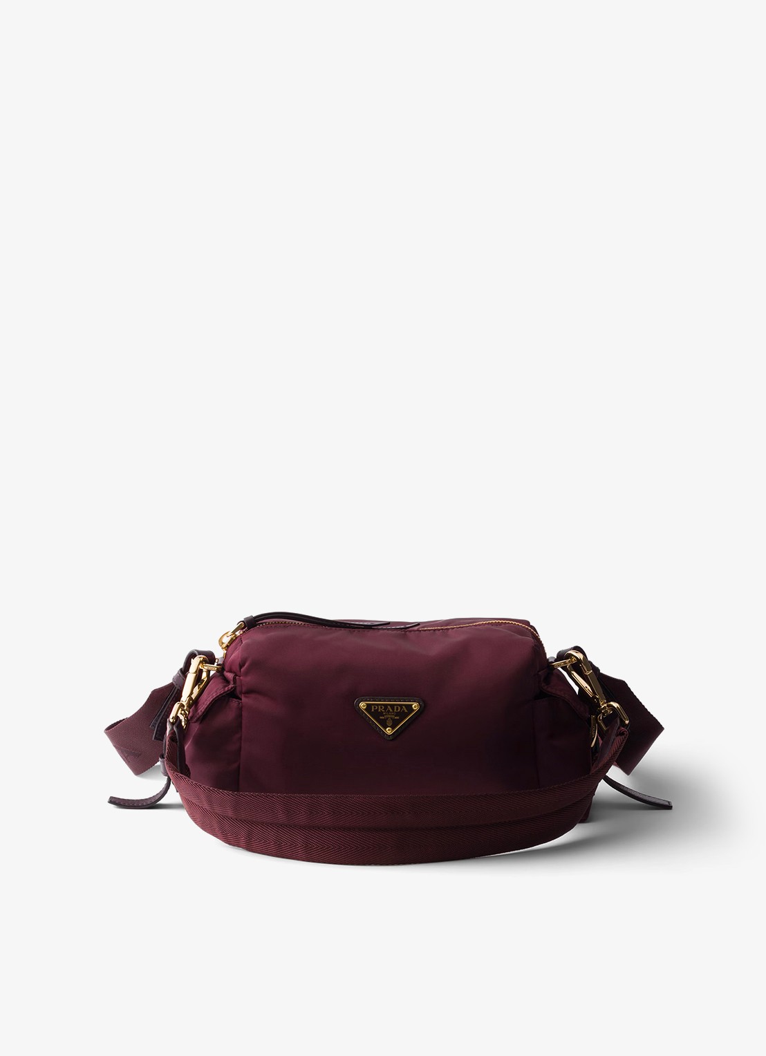 Prada Explore Re-Nylon Small schoudertas met leren details - voorkant donkerrood