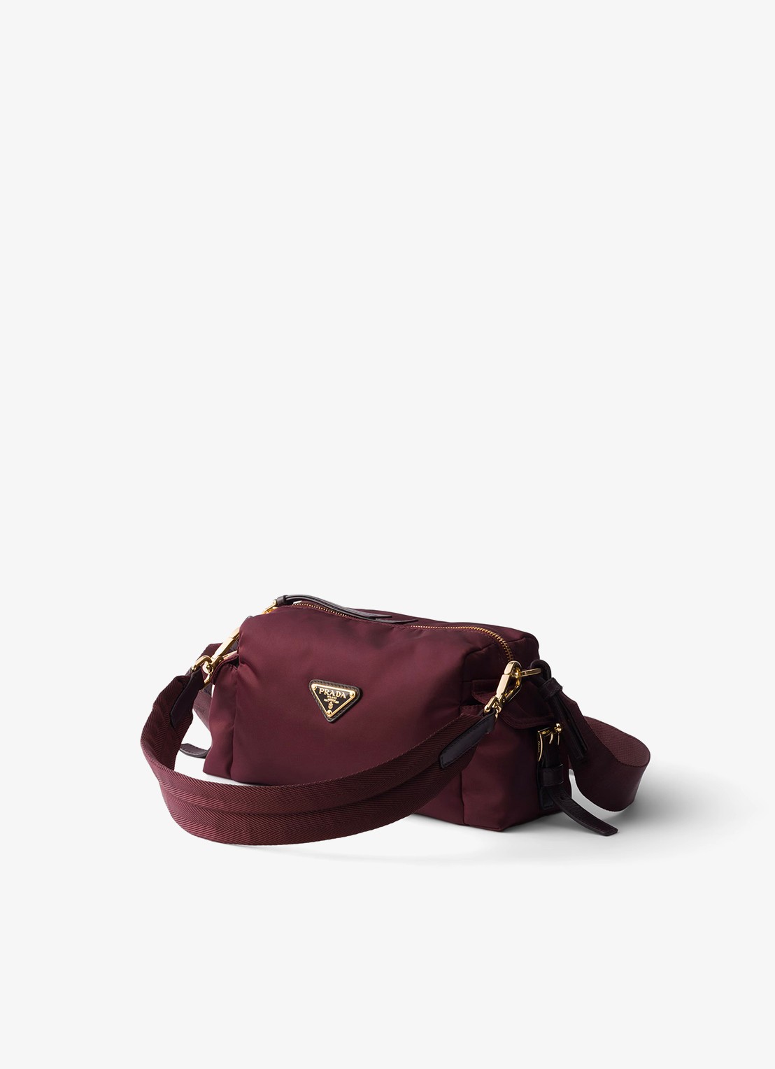Prada Explore Re-Nylon Small schoudertas met leren details - voorkant 2 donkerrood