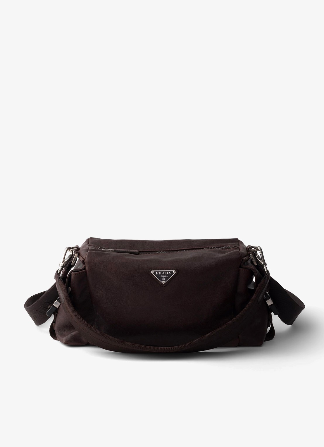 Prada Explore schoudertas van leer - voorkant 5 bruin