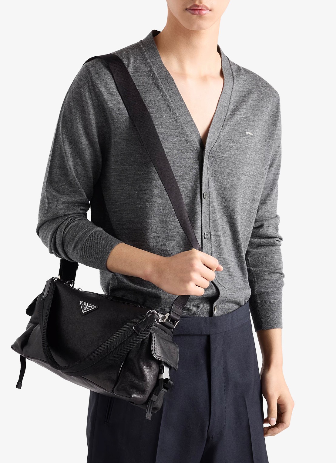 Prada Explore schoudertas van leer - voorkant 2 zwart