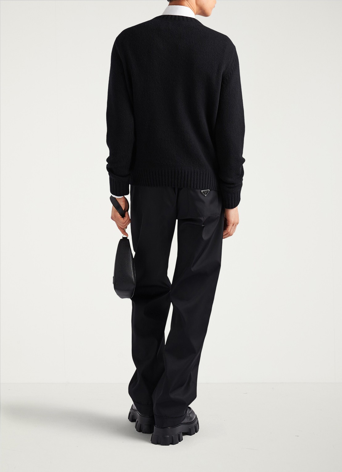 Prada Fijngebreide pullover in kasjmierblend met ingebreid logo - achterkant 6 zwart