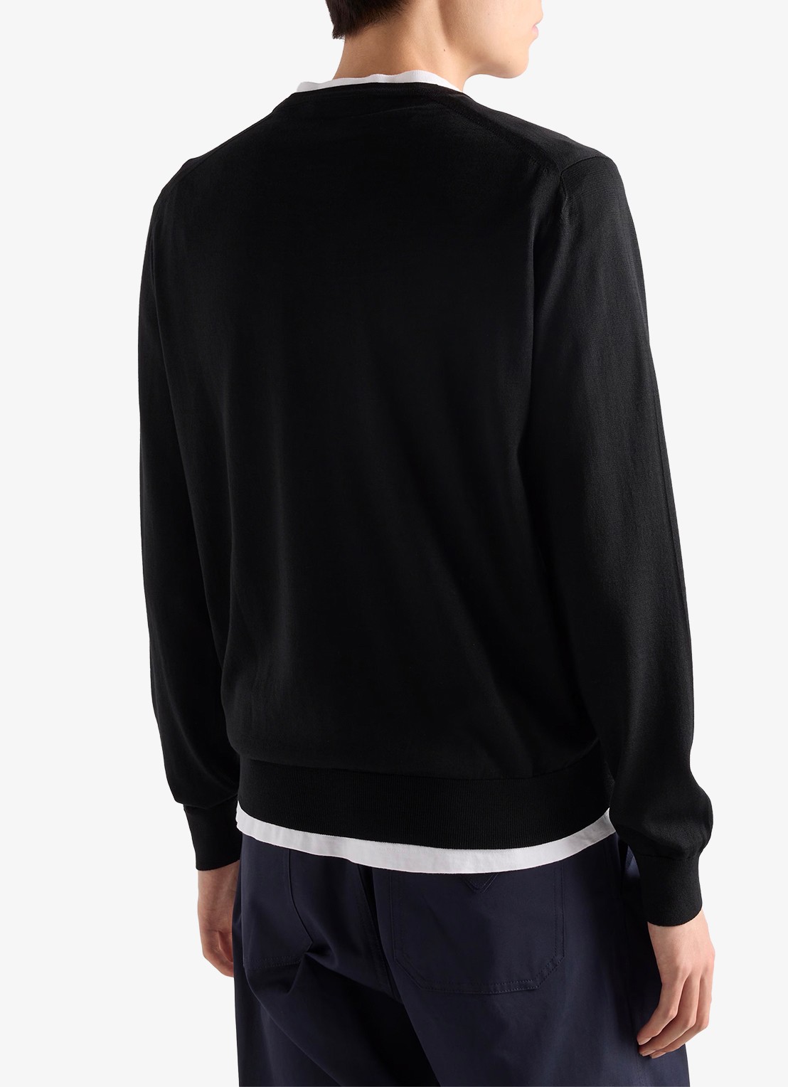 Prada Fijngebreide pullover met logo - achterkant 5 zwart