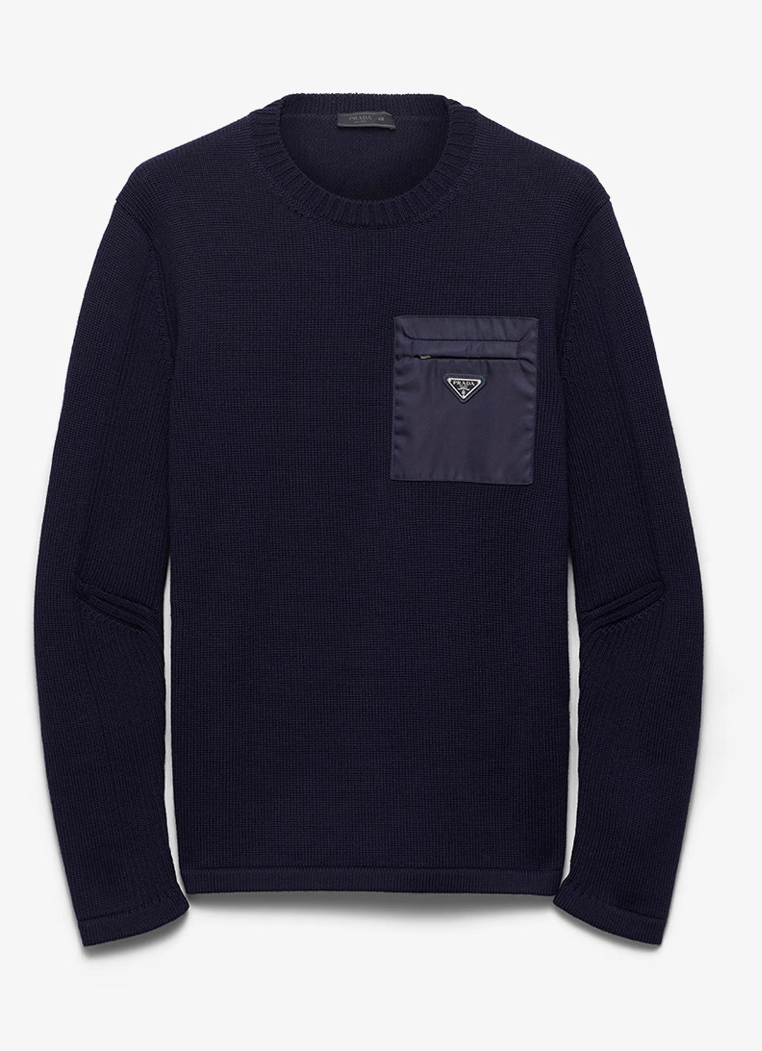 Prada Fijngebreide pullover van scheerwol met borstzak - voorkant 5 donkerblauw