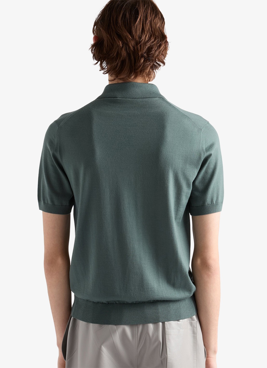 Prada Fijngebreide regular fit polo van wol - achterkant 6 green