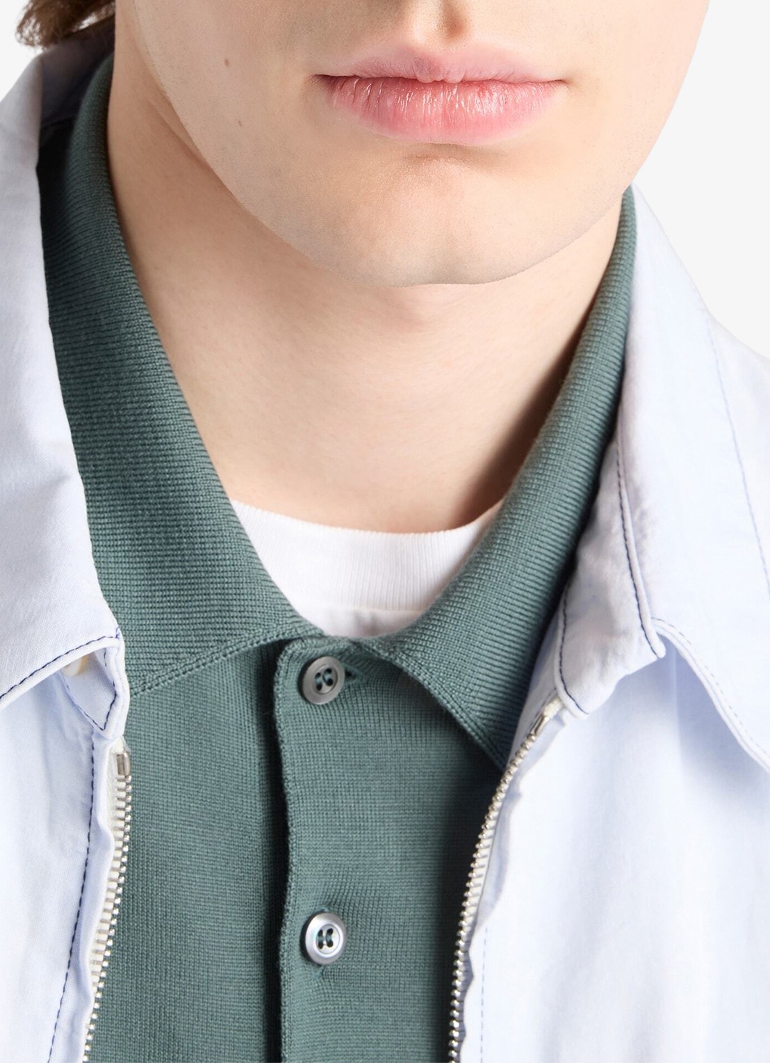 Prada Fijngebreide regular fit polo van wol - detail 5 green