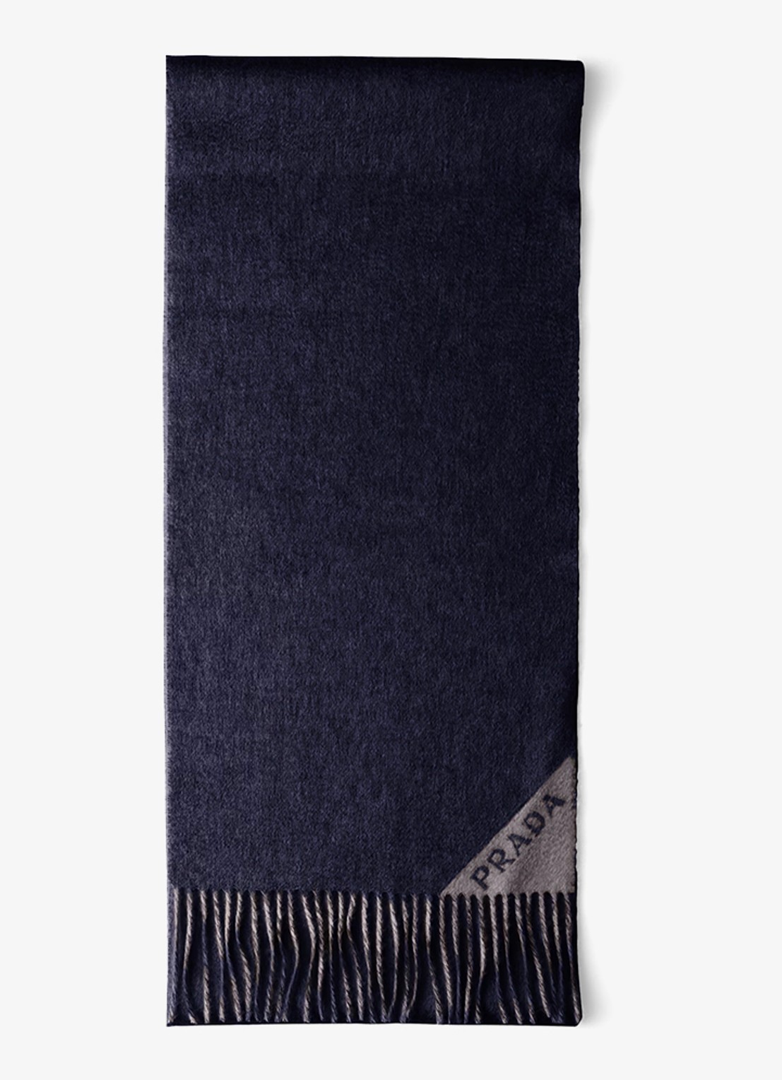 Prada Fijngebreide sjaal van kasjmier 180 x 28 cm - voorkant 2 donkerblauw