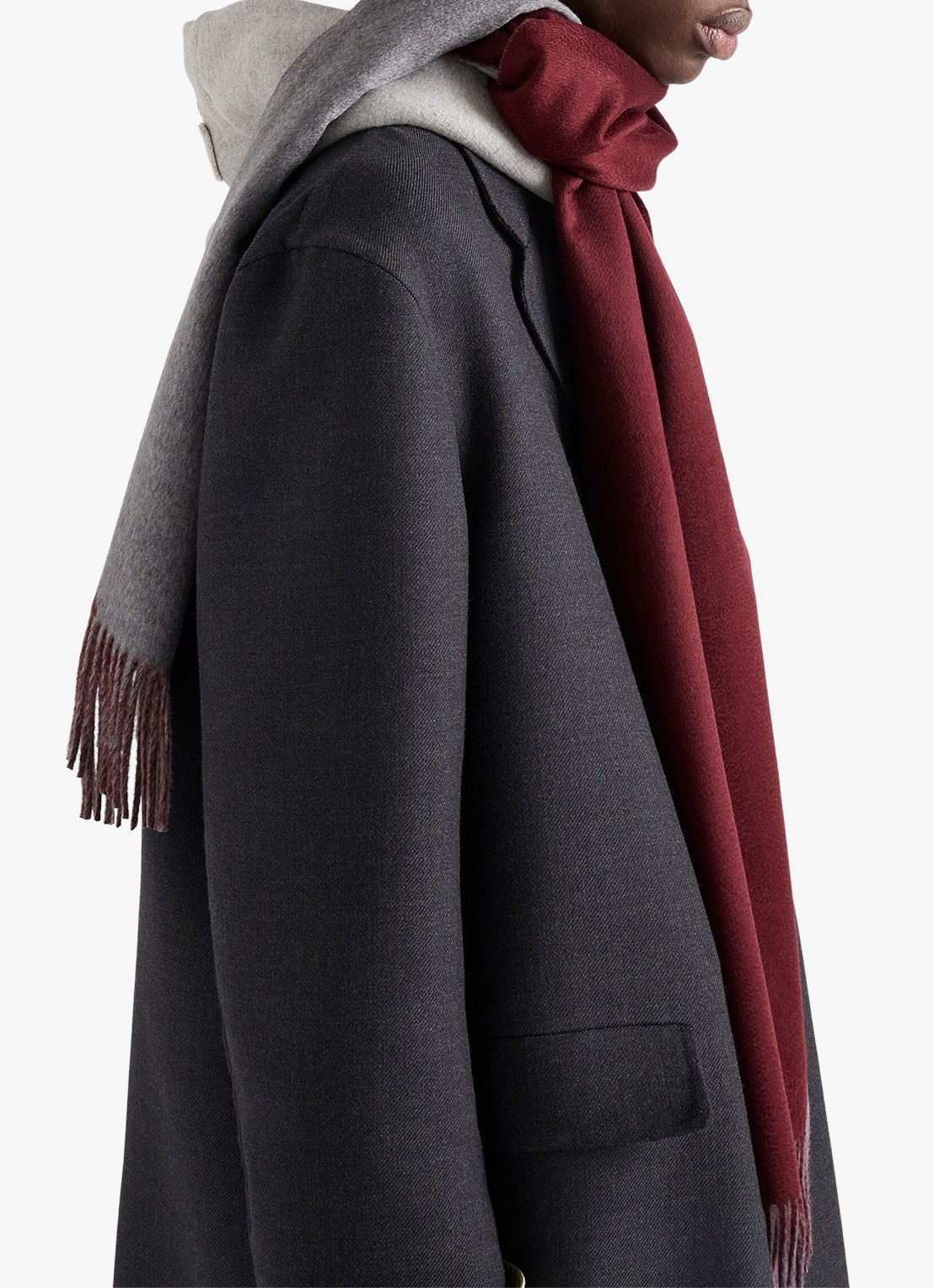 Prada Fijngebreide sjaal van kasjmier 180 x 28 cm - detail burgundy