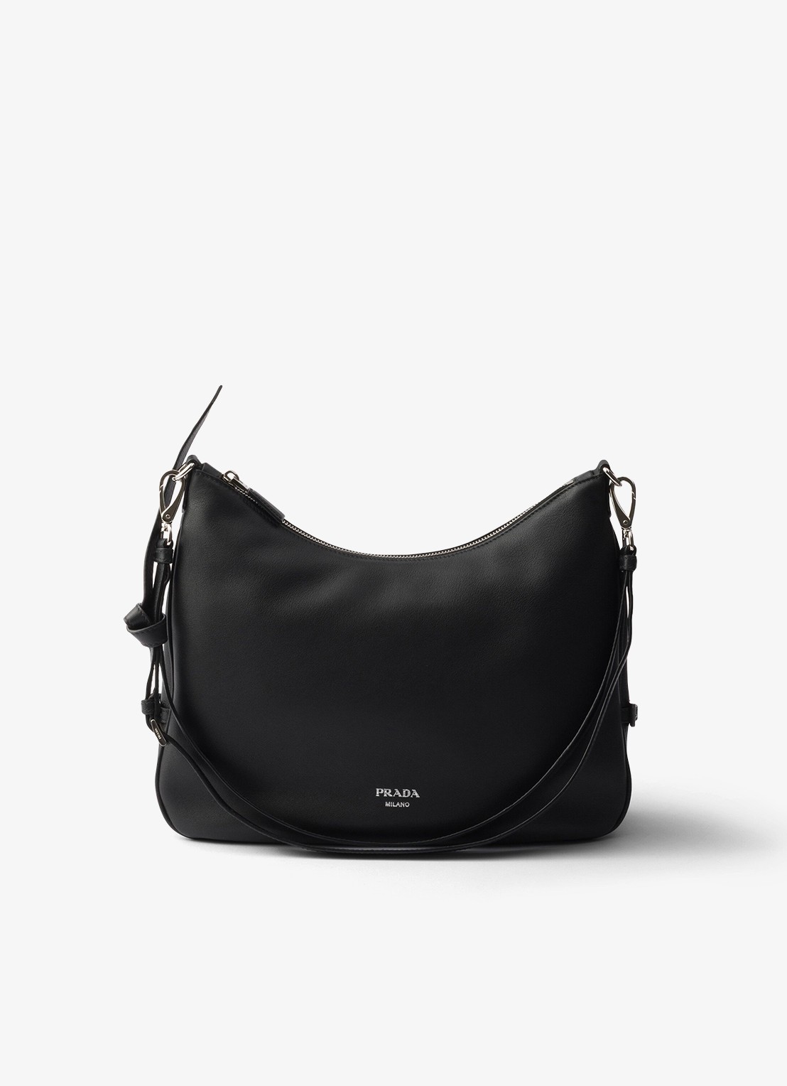 Prada Fold Large schoudertas van kalfsleer - voorkant zwart