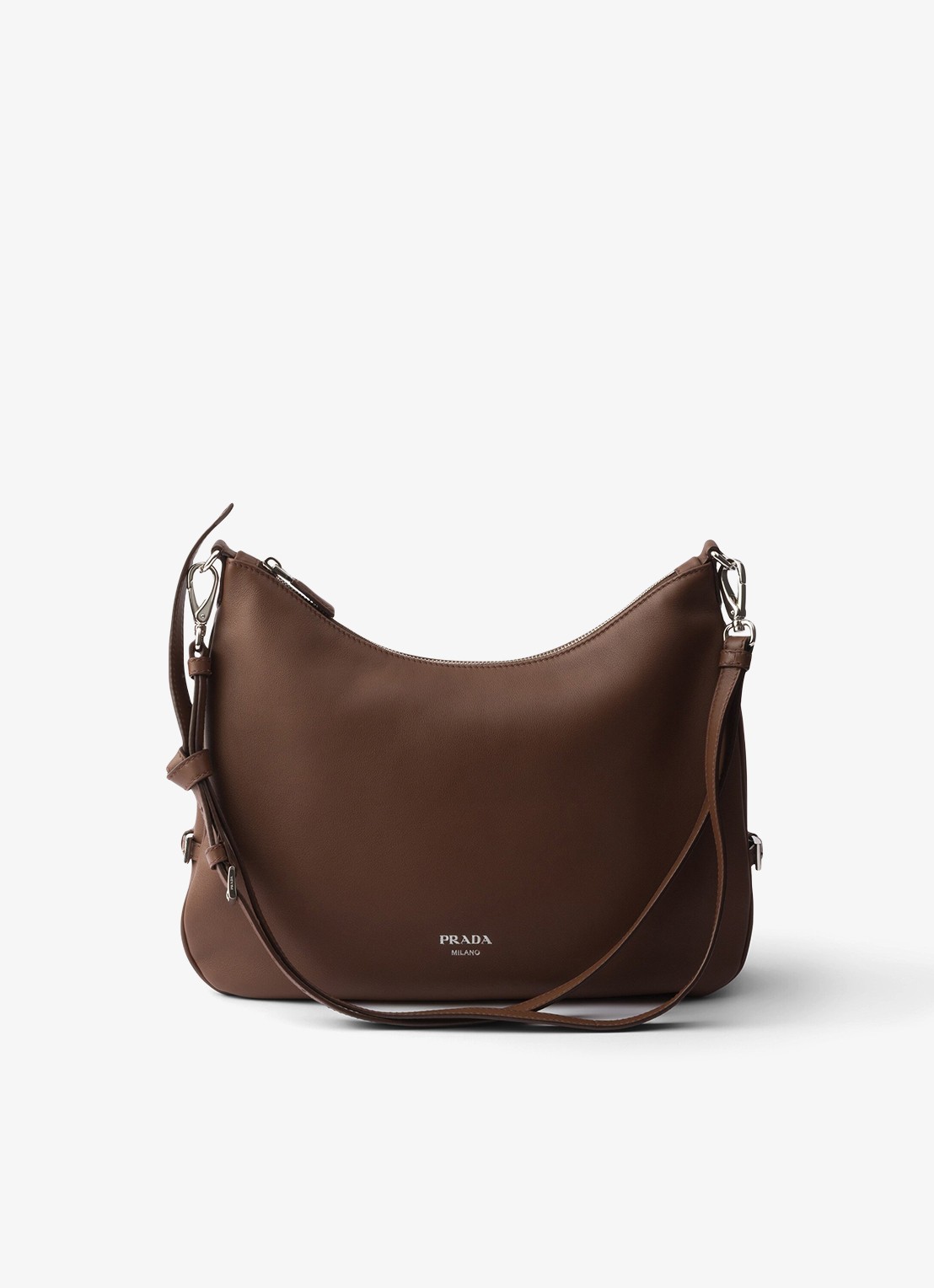 Prada Fold Large schoudertas van kalfsleer - voorkant 2 bruin