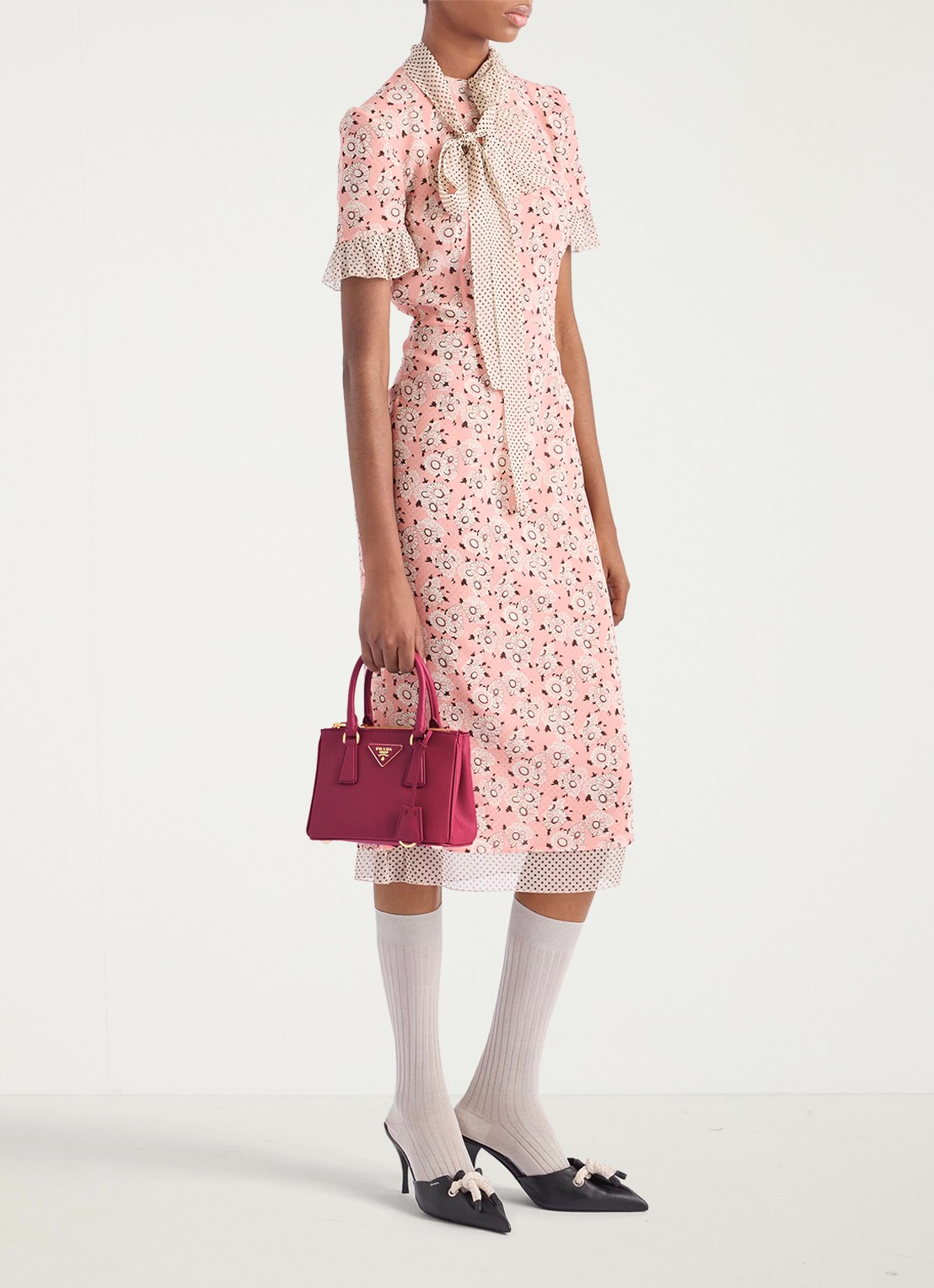 Prada Galleria handtas van leer - voorkant 2 donkerroze