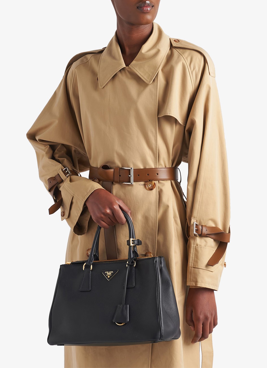 Prada Galleria Large handtas van kalfsleer - voorkant 6 zwart