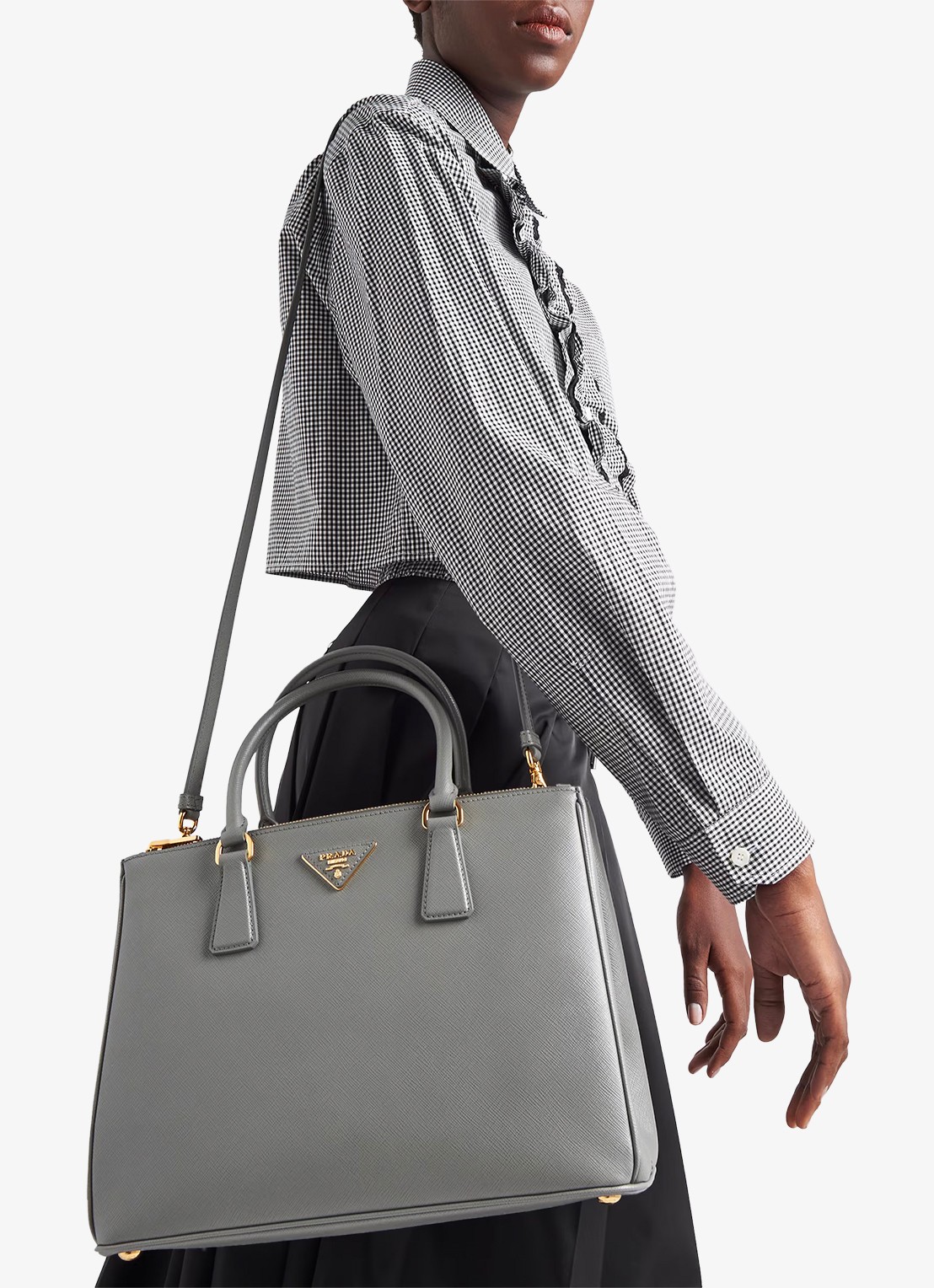 Prada Galleria Large handtas van leer - voorkant 3 grijs