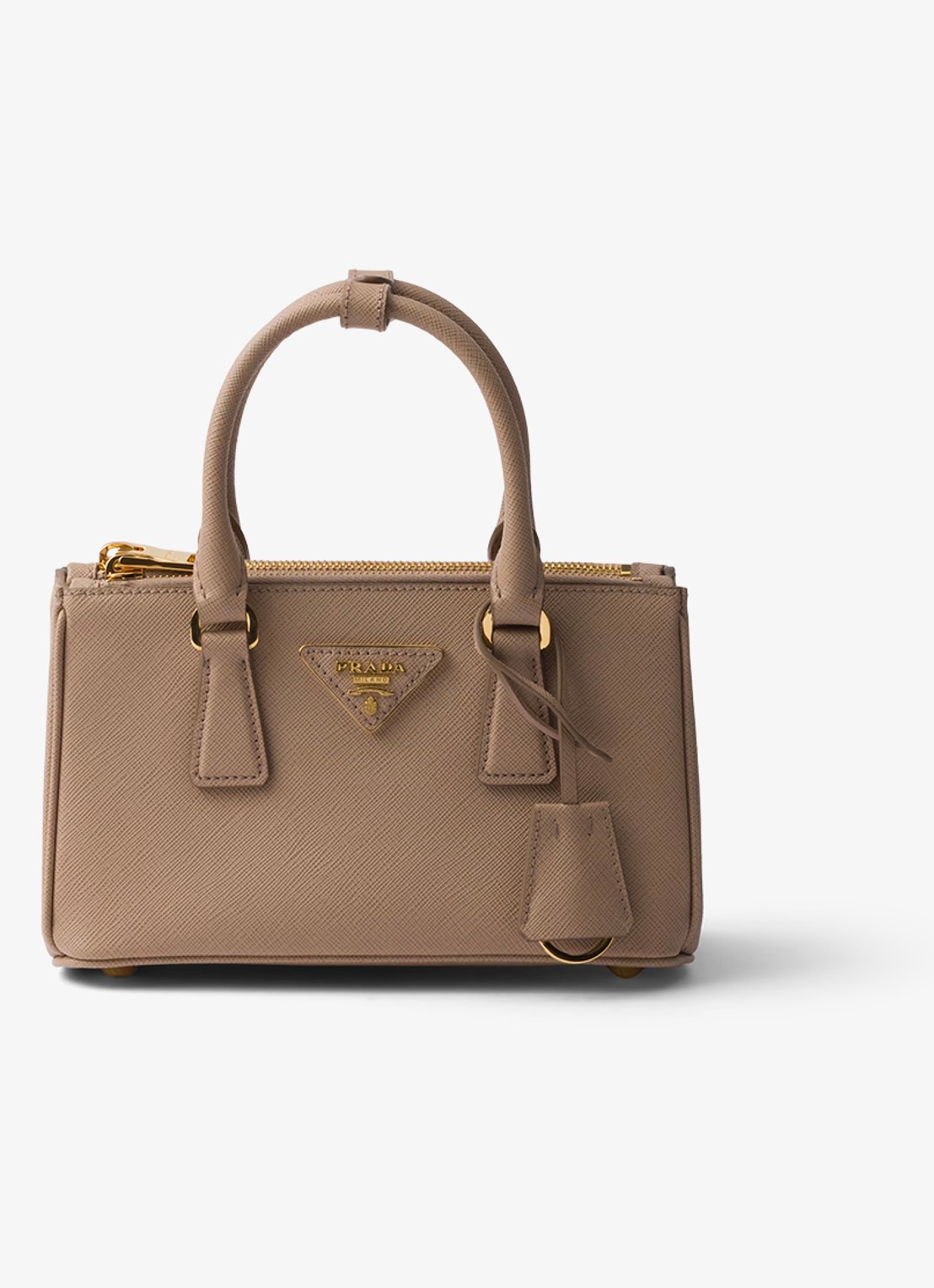 Prada Galleria Mini handtas van kalfsleer - voorkant lichtbruin