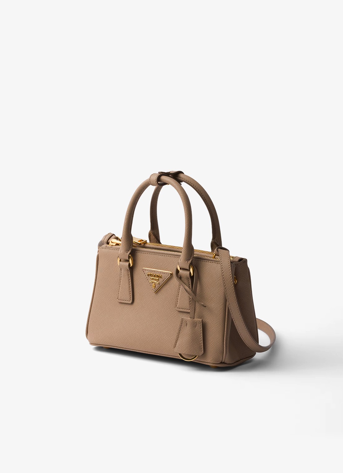 Prada Galleria Mini handtas van kalfsleer - voorkant 2 lichtbruin