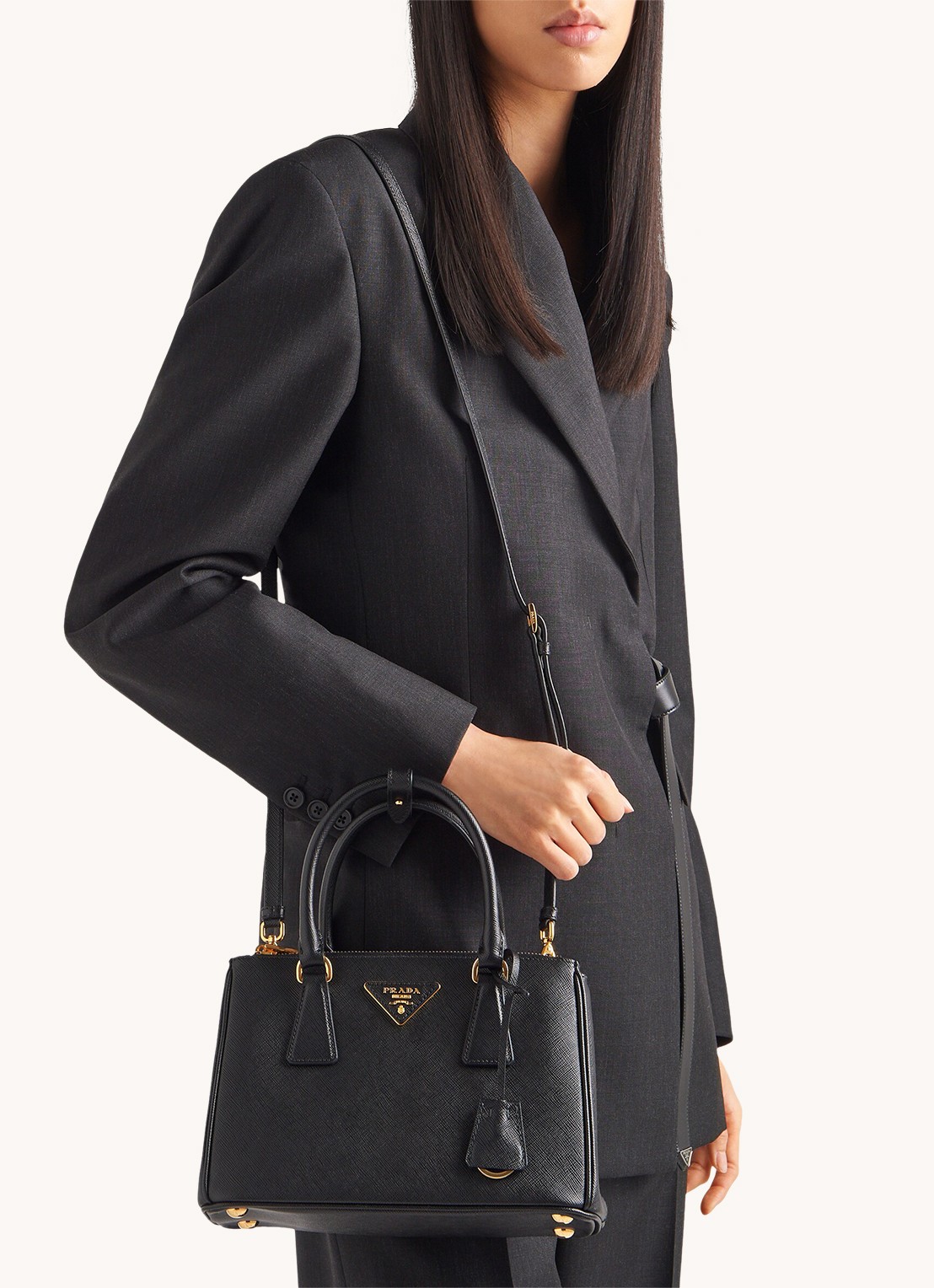 Prada Galleria Small handtas van kalfsleer - voorkant 2 zwart