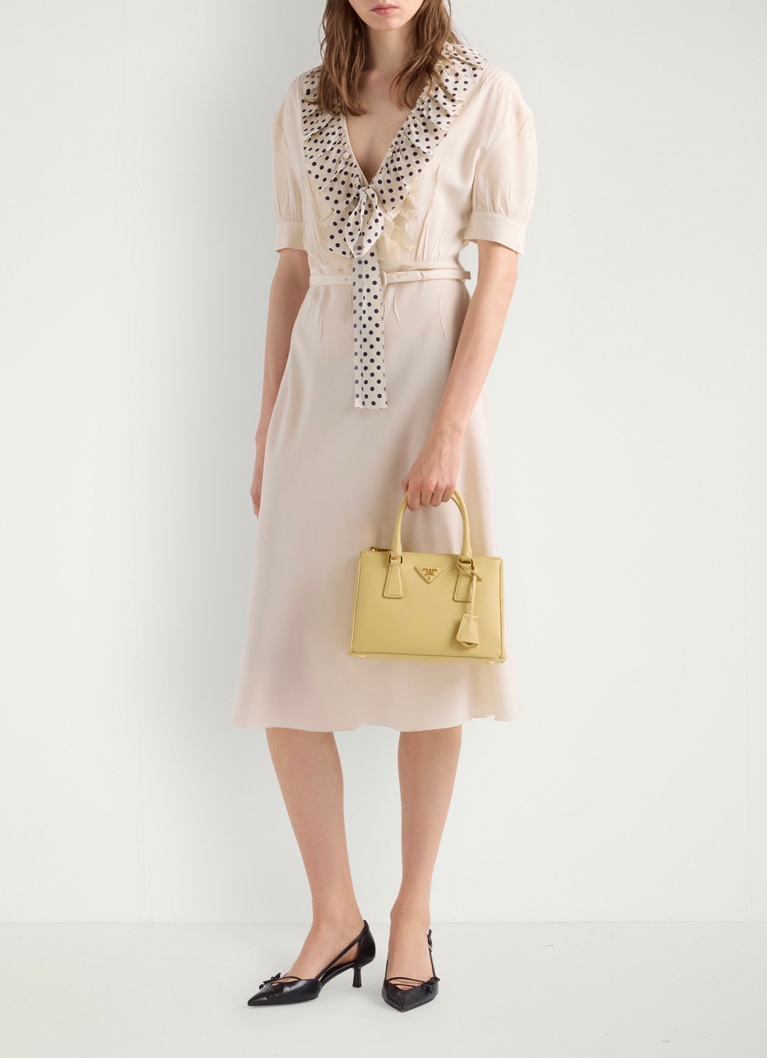 Prada Galleria Small handtas van kalfsleer - voorkant 6 geel