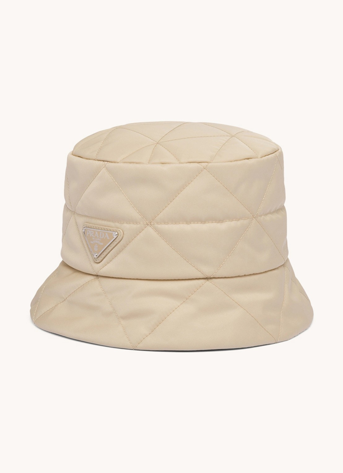 Prada Gewatteerde bucket hoed met logo - voorkant gebroken wit
