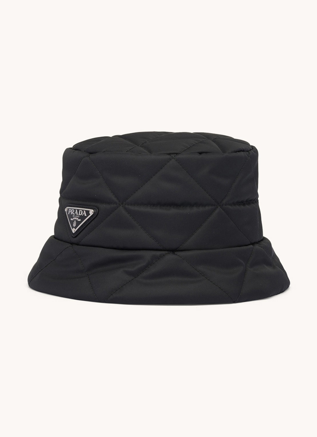 Prada Gewatteerde bucket hoed met logo - voorkant 3 zwart