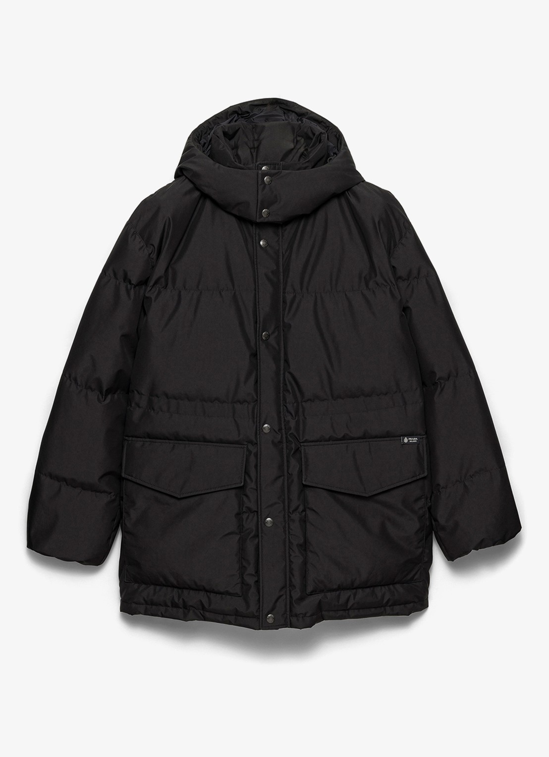 Prada Gewatteerde parka met donsvulling en klepzakken - voorkant 4 zwart