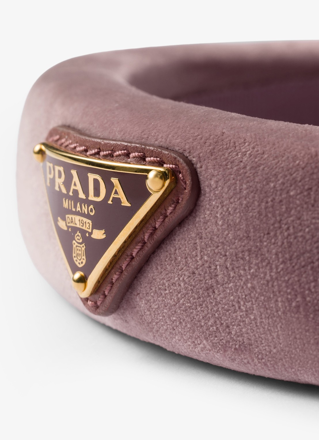 Prada Haarband van fluweel met logo - voorkant 2 oudroze