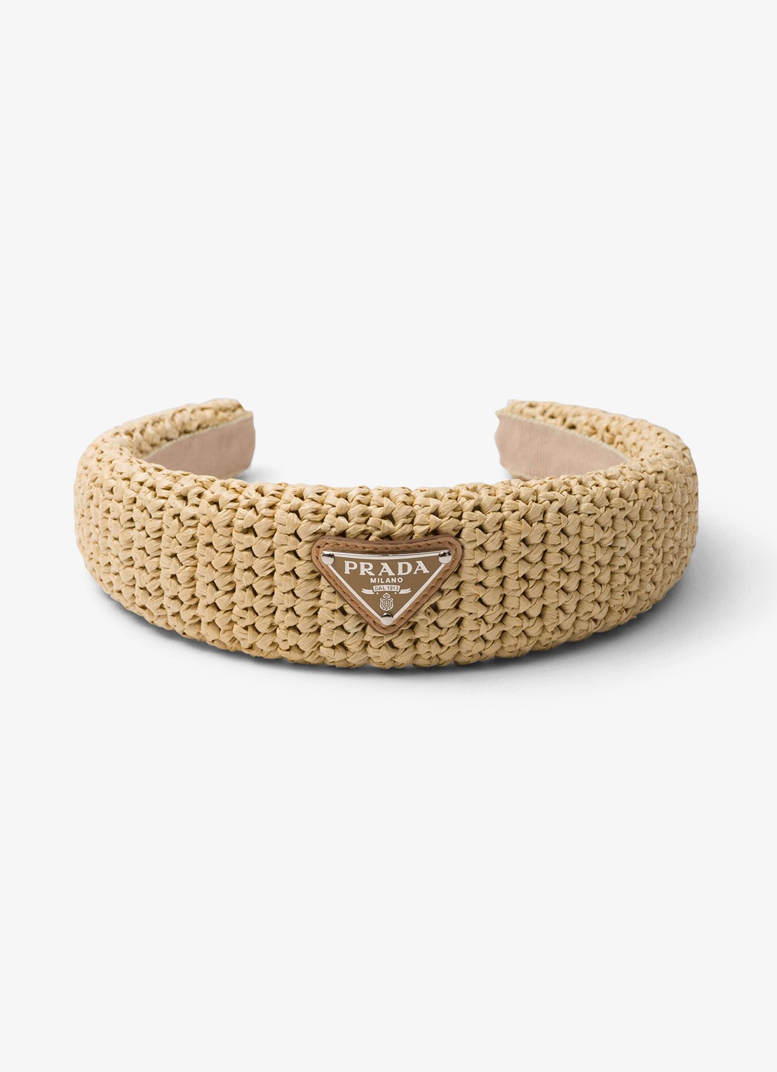 Prada Haarband van raffia - voorkant 2 beige