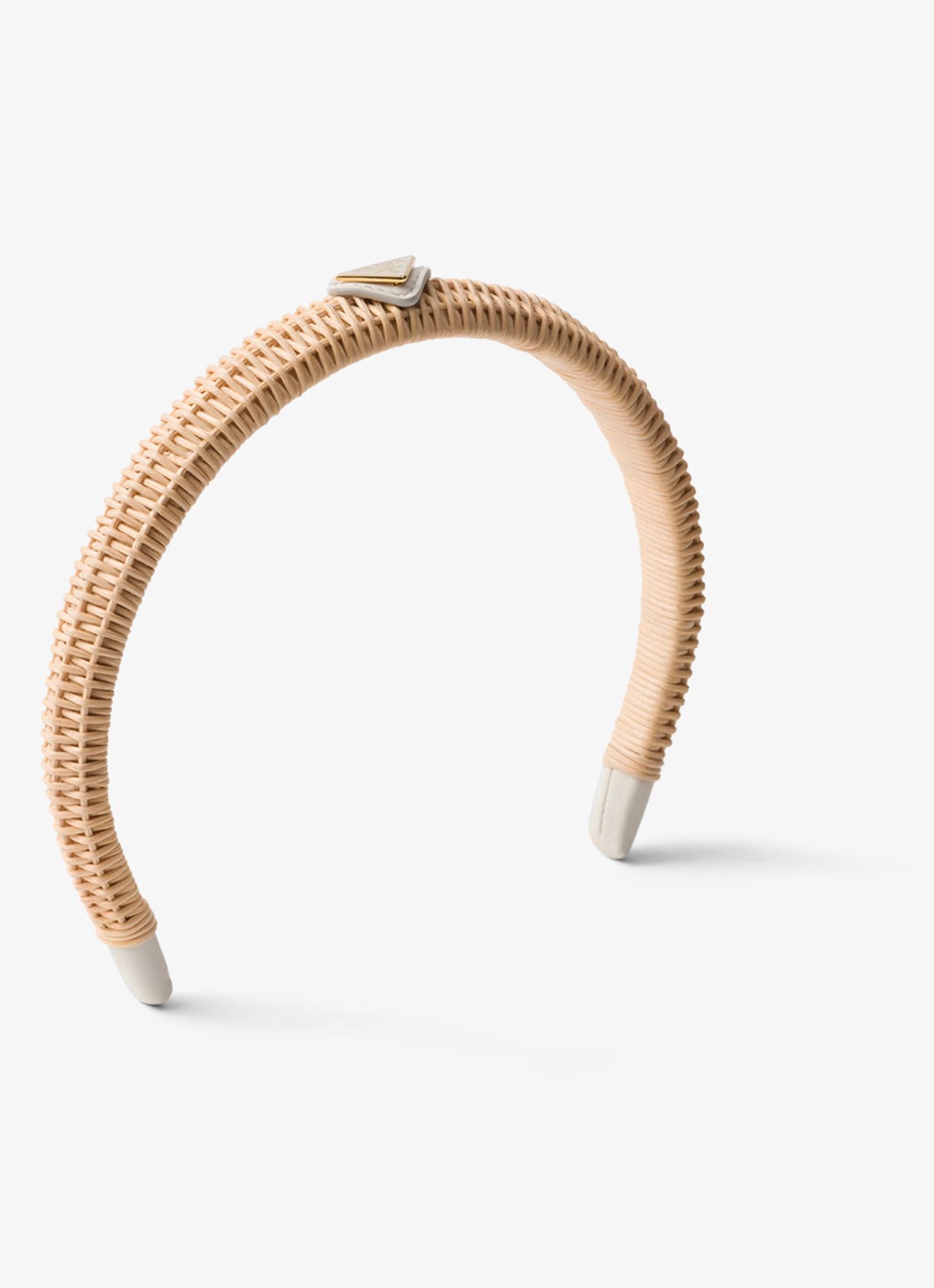 Prada Haarband van riet met logo - voorkant 2 beige