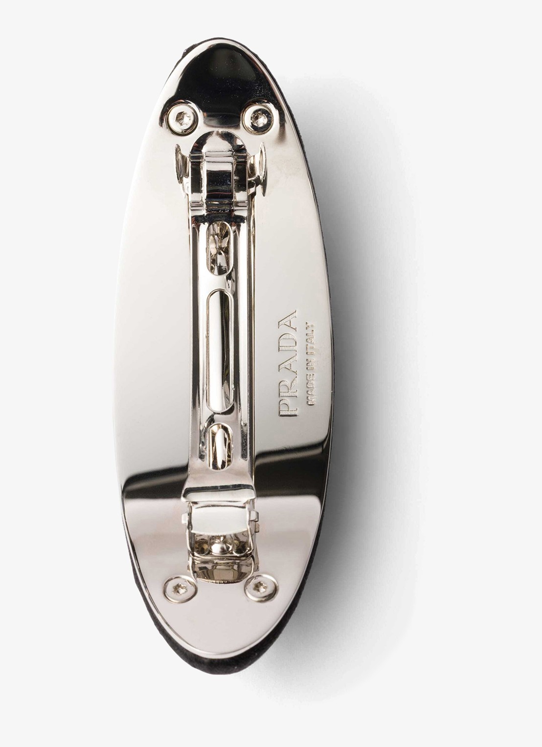 Prada Haarclip met logo en studs - detail 2 zwart