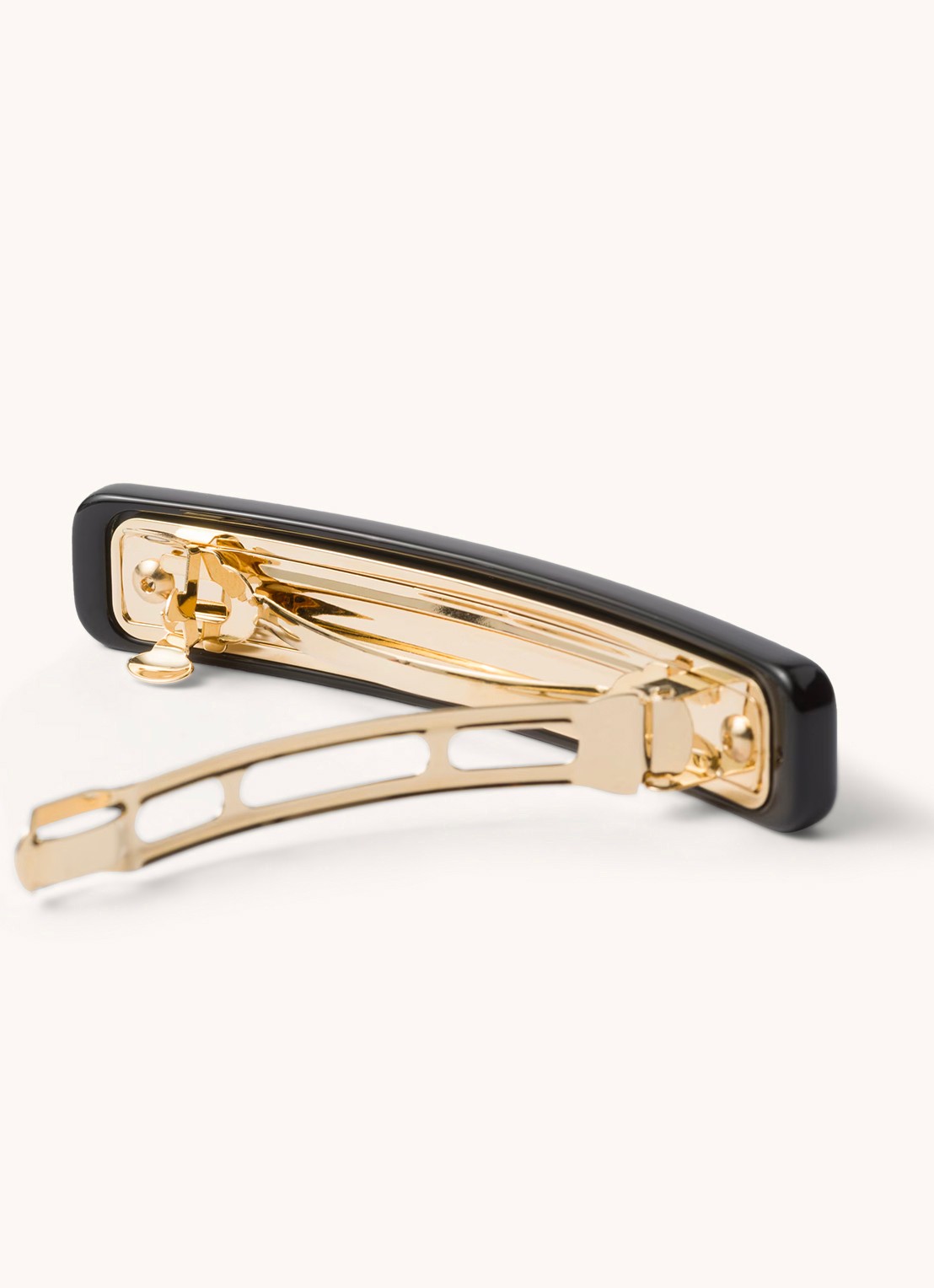Prada Haarclip met logo - voorkant 2 zwart