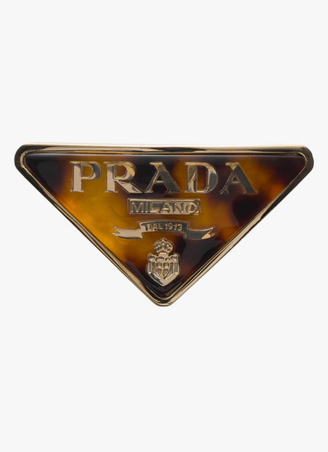 Prada Haarclip met logo - voorkant 2 camel