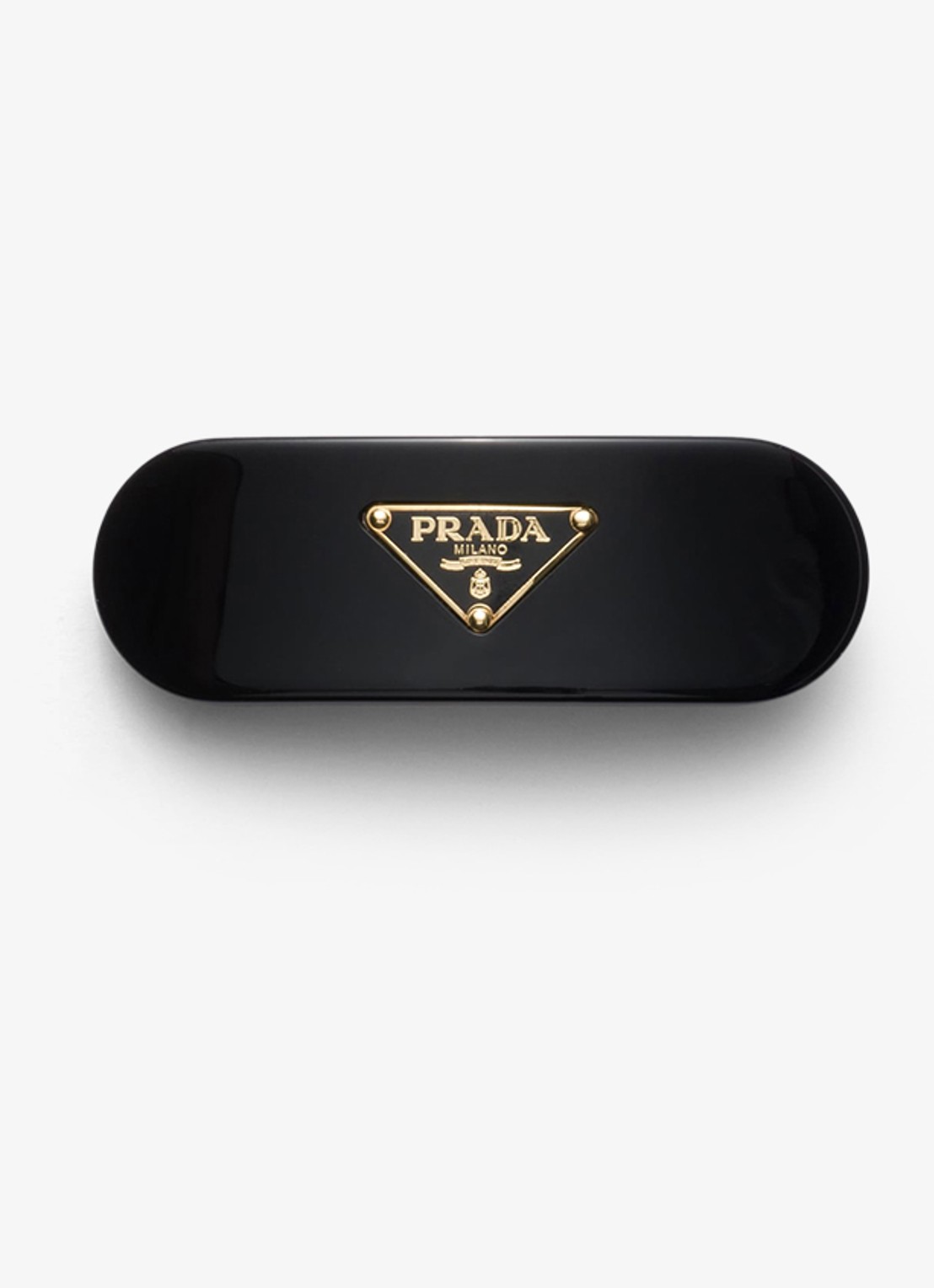 Prada Haarclip met logo - voorkant 2 zwart
