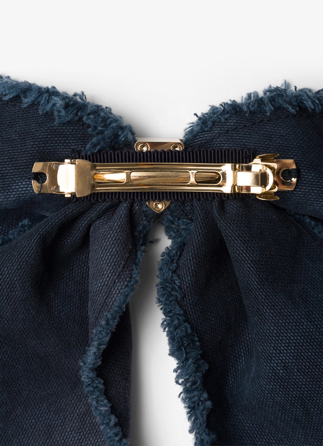 Prada Haarclip van canvas met logo - detail 2 donkerblauw