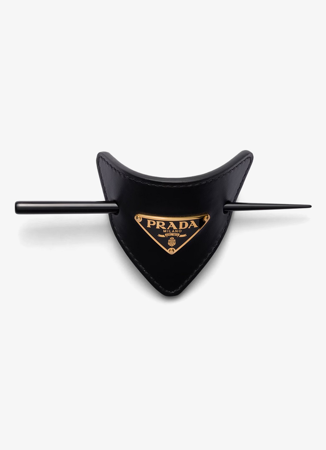 Prada Haarclip van leer - voorkant goud
