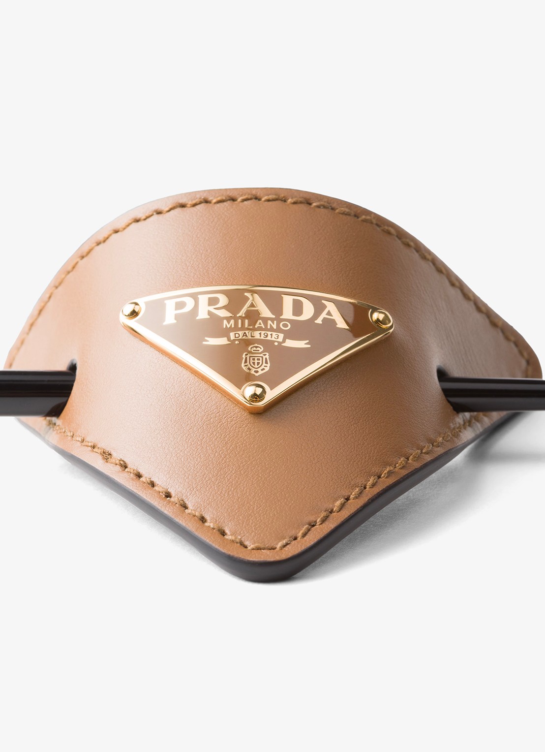 Prada Haarclip van leer - detail 3 bruin