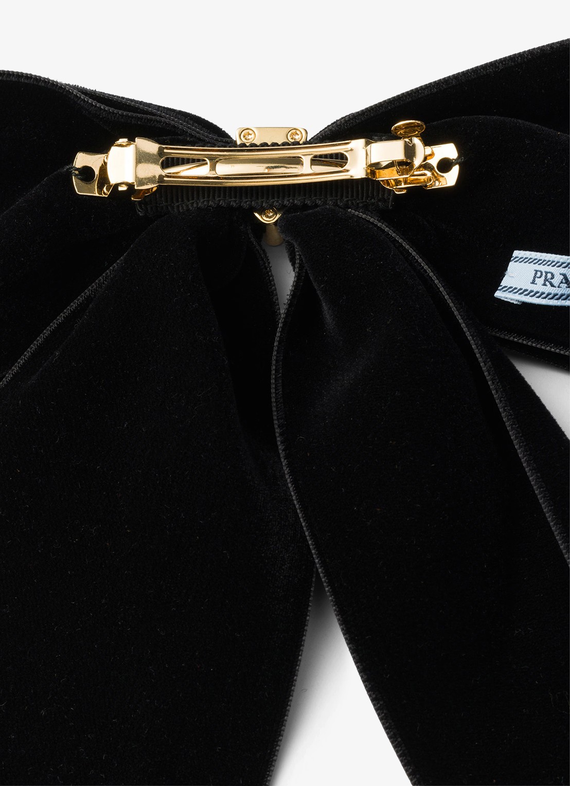 Prada Haarspeld van fluweel met logo - detail 2 zwart