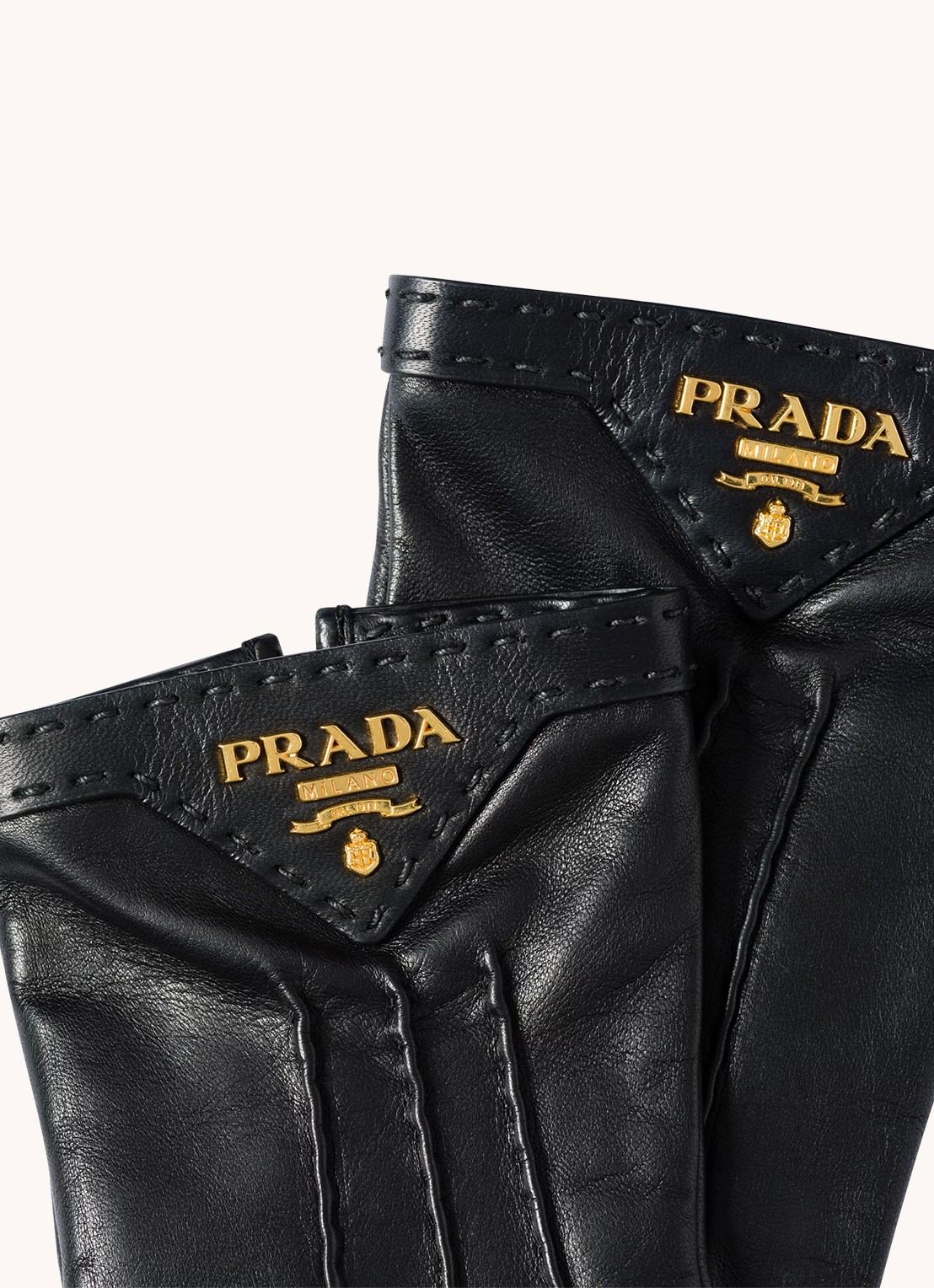 Prada Handschoenen van leer - detail 2 zwart