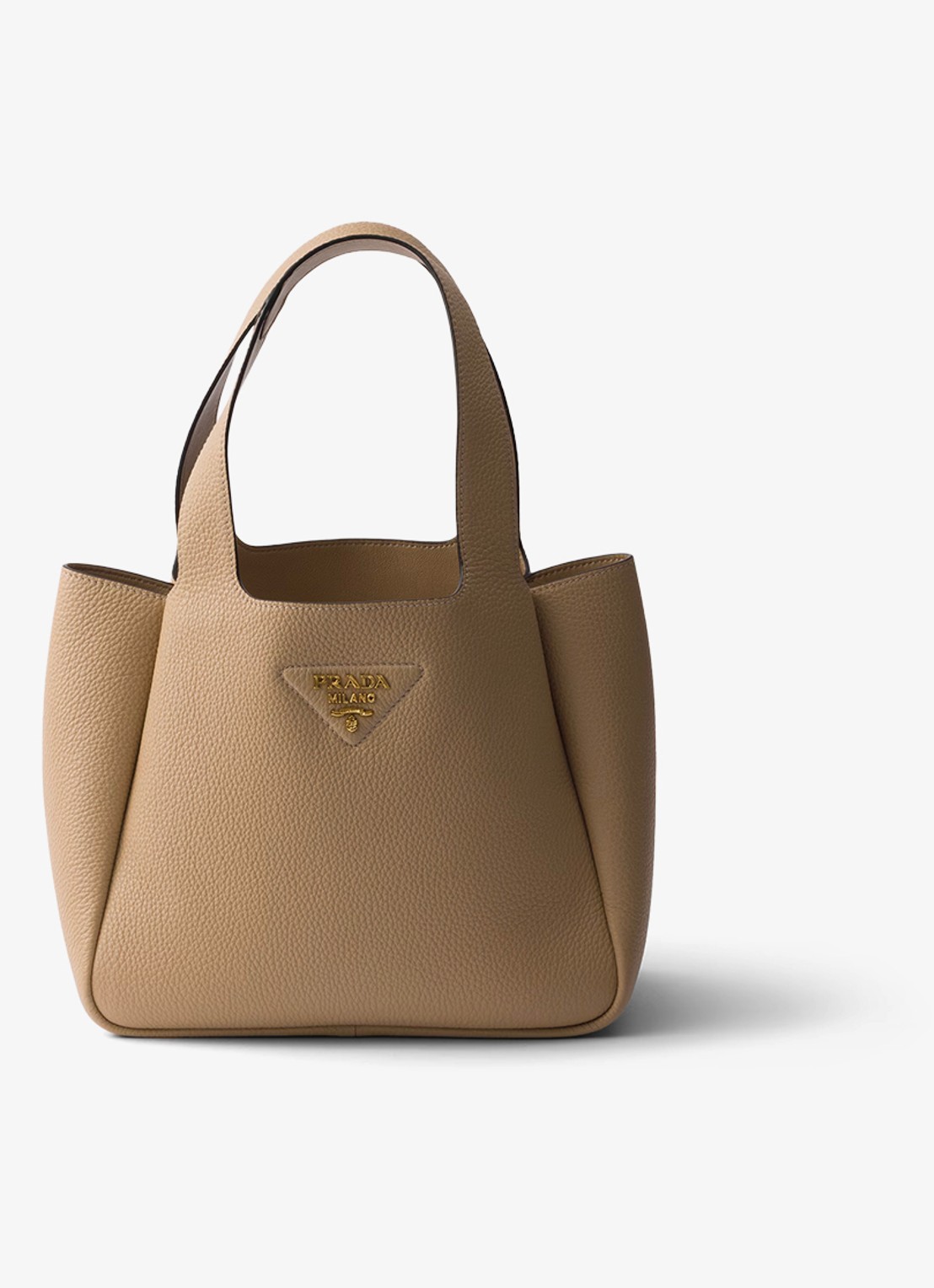 Prada Handtas van leer met logo - voorkant 4 beige