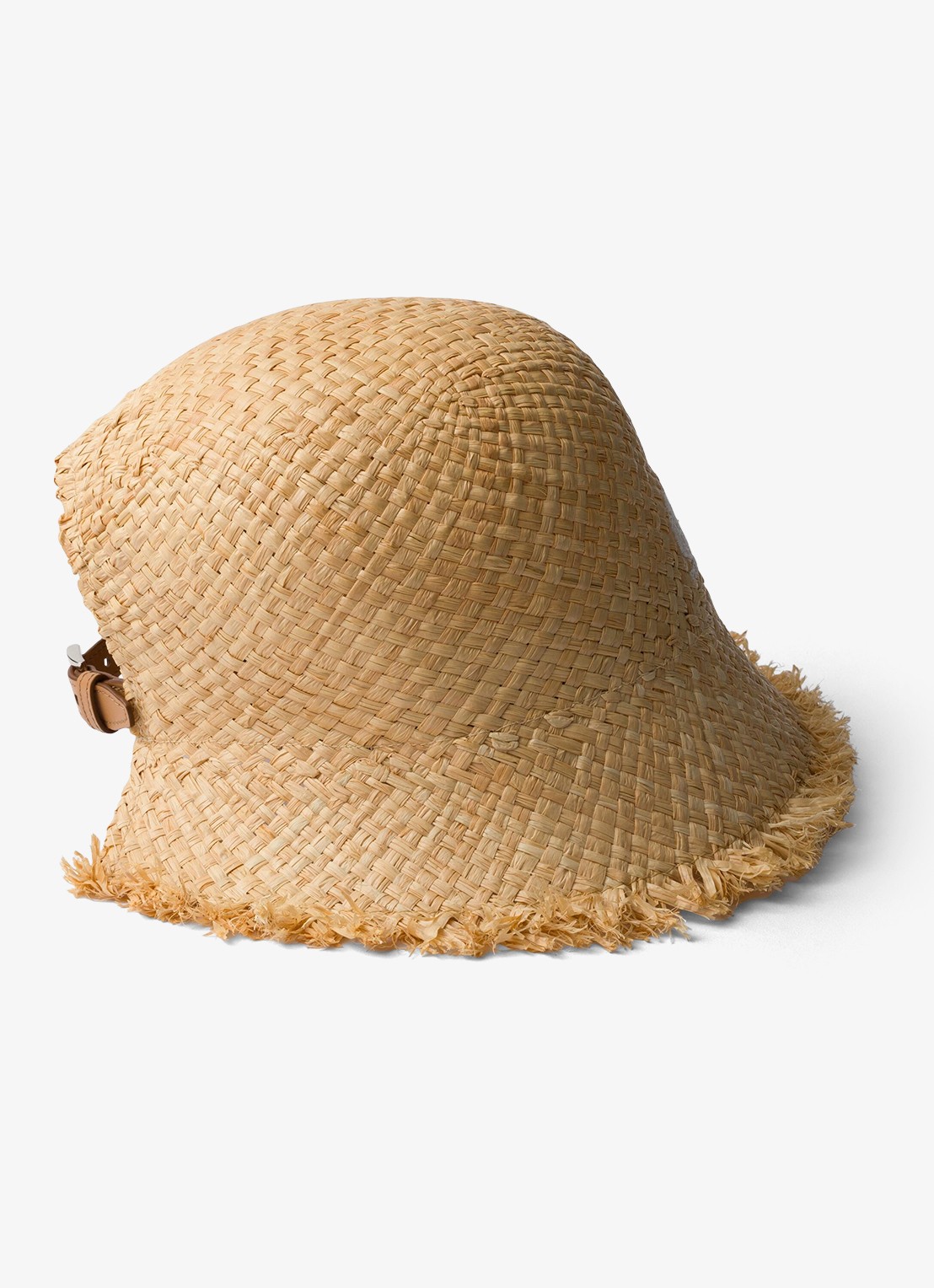 Prada Hoed van raffia met logoborduring - voorkant 3 beige