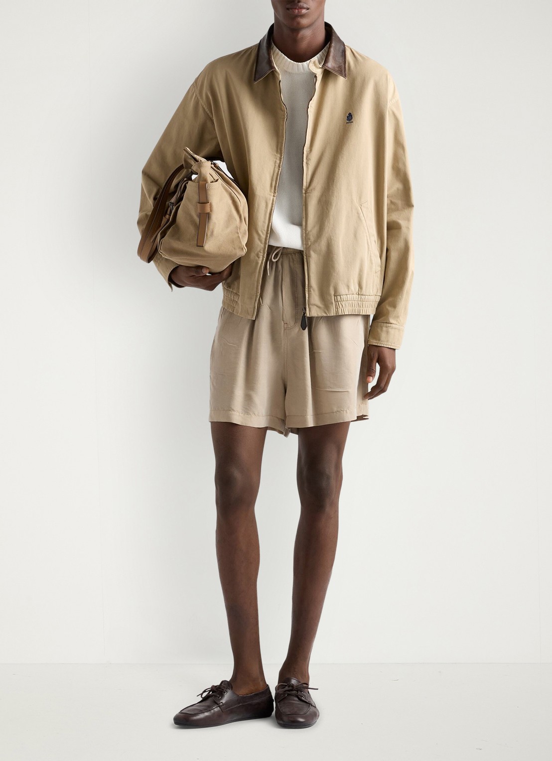 Prada Jack met details van leer - voorkant 2 donkerbeige
