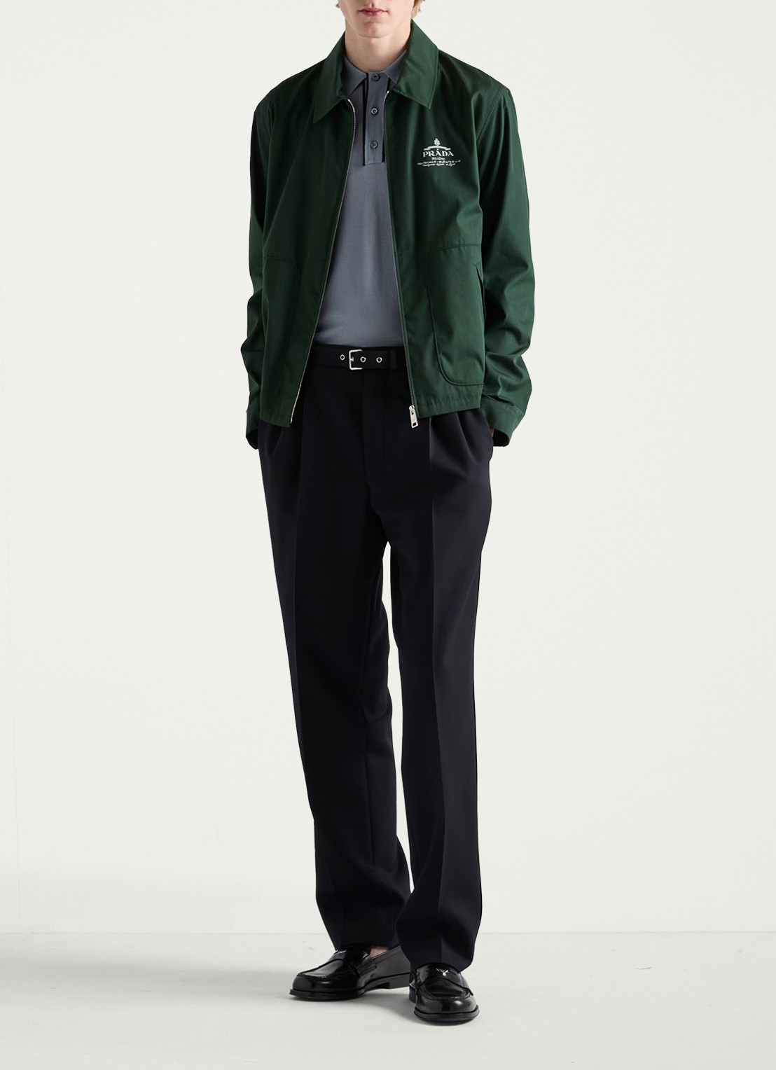 Prada Jack met logo en steekzakken - voorkant 2 donkergroen