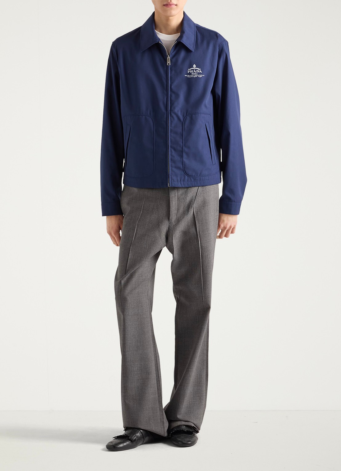 Prada Jack met logo en steekzakken - voorkant 3 donkerblauw