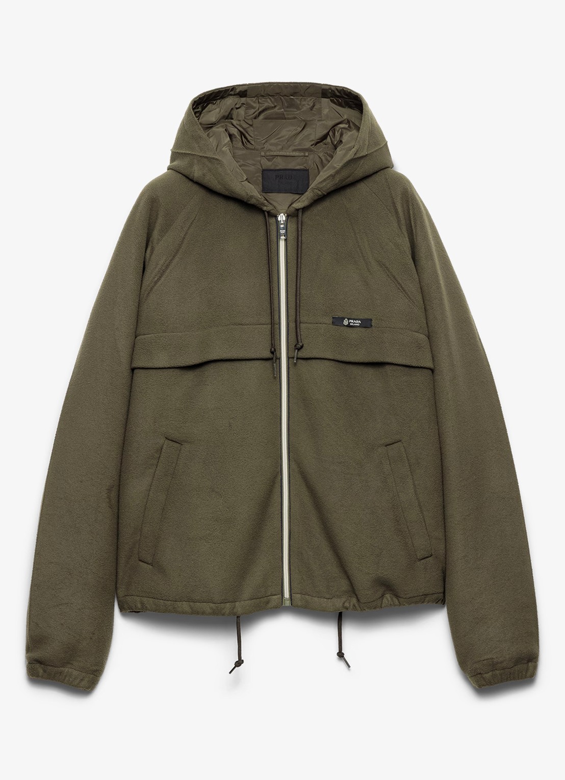 Prada Jack met steekzakken en capuchon - voorkant legergroen